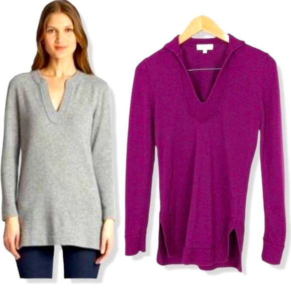 TORY Burch Lizzie 100% Merino Wool Magenta Tunic Sweater Size S - Picture 1 of 8